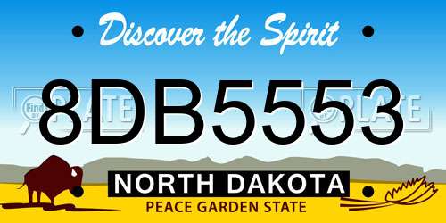 8DB5553 North Dakota License Plate
