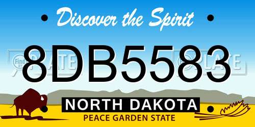 8DB5583 North Dakota License Plate
