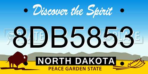 8DB5853 North Dakota License Plate