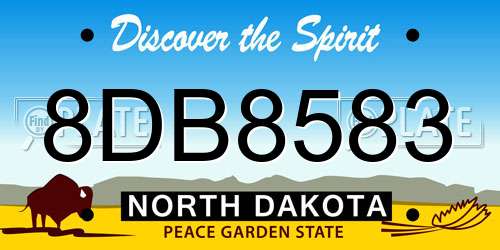 8DB8583 North Dakota License Plate