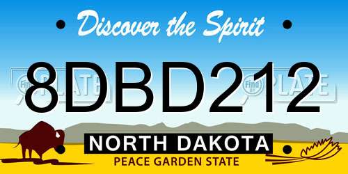 8DBD212 North Dakota License Plate