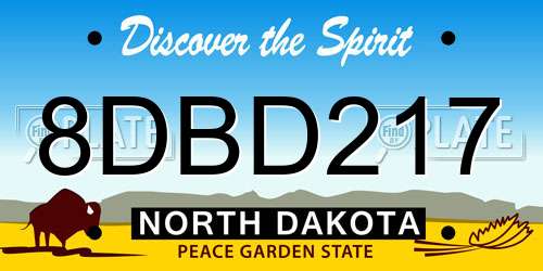 8DBD217 North Dakota License Plate