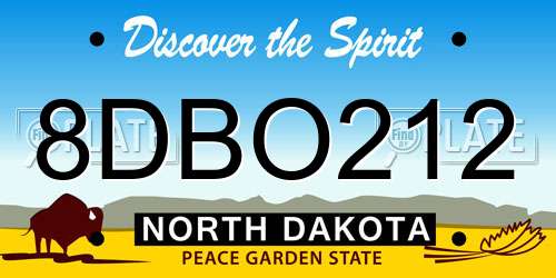 8DBO212 North Dakota License Plate