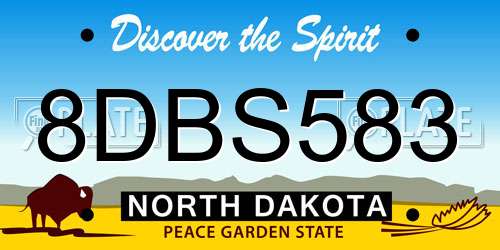 8DBS583 North Dakota License Plate