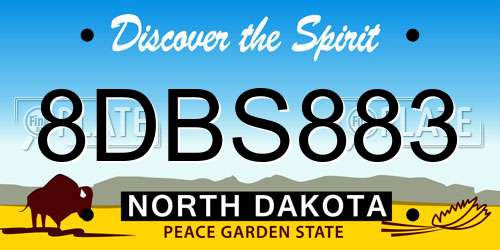 8DBS883 North Dakota License Plate