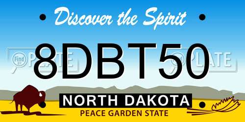 8DBT50 North Dakota License Plate