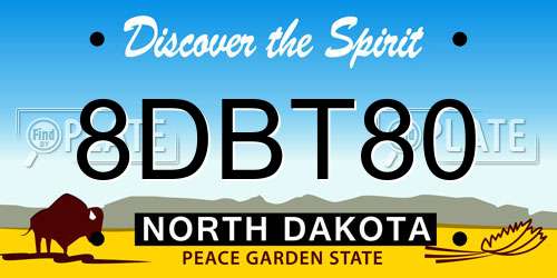 8DBT80 North Dakota License Plate