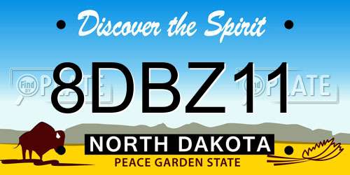 8DBZ11 North Dakota License Plate