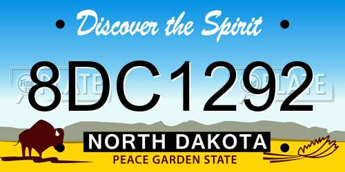 8DC1292 North Dakota License Plate
