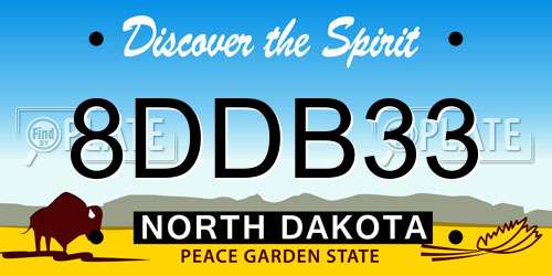 8DDB33 North Dakota License Plate