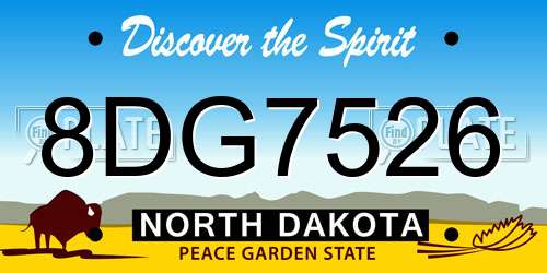 8DG7526 North Dakota License Plate