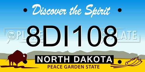 8DI108 North Dakota License Plate