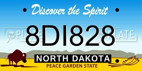 8DI828 North Dakota License Plate