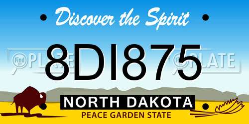 8DI875 North Dakota License Plate