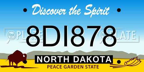 8DI878 North Dakota License Plate