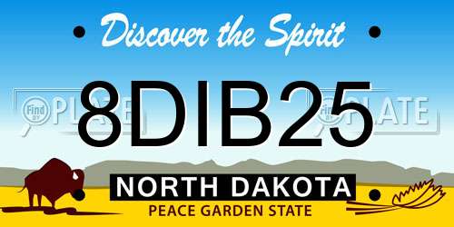 8DIB25 North Dakota License Plate