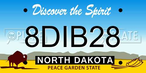 8DIB28 North Dakota License Plate