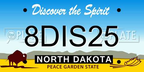 8DIS25 North Dakota License Plate
