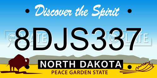 8DJS337 North Dakota License Plate