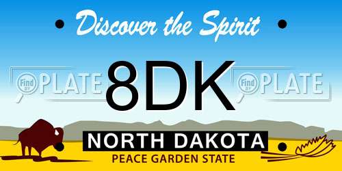 8DK North Dakota License Plate