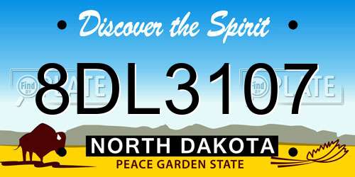 8DL3107 North Dakota License Plate