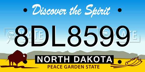 8DL8599 North Dakota License Plate
