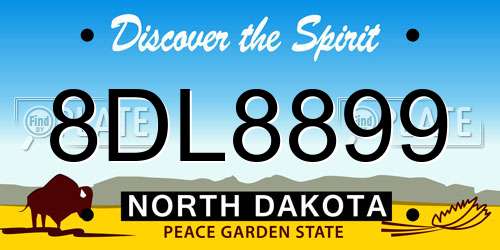 8DL8899 North Dakota License Plate