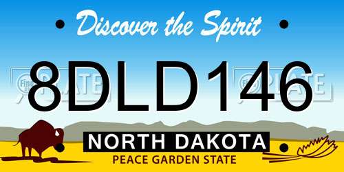 8DLD146 North Dakota License Plate