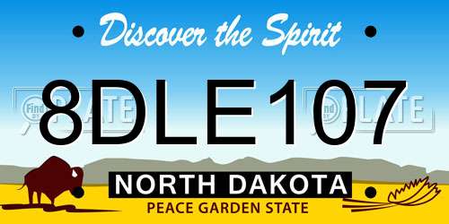 8DLE107 North Dakota License Plate
