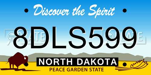8DLS599 North Dakota License Plate