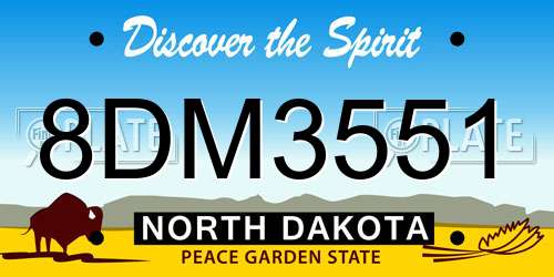 8DM3551 North Dakota License Plate