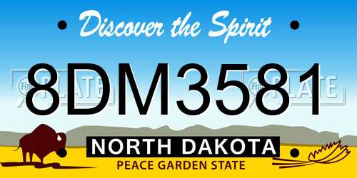 8DM3581 North Dakota License Plate