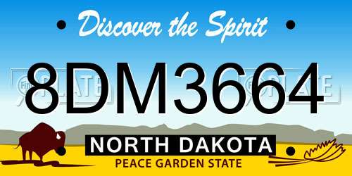 8DM3664 North Dakota License Plate