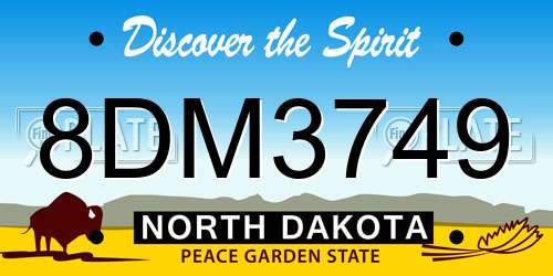 8DM3749 North Dakota License Plate