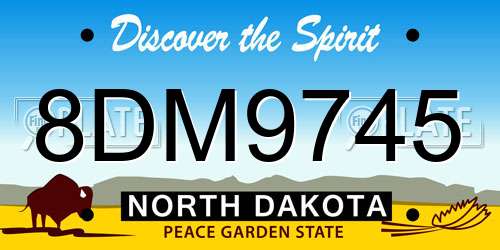 8DM9745 North Dakota License Plate