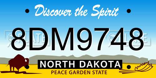 8DM9748 North Dakota License Plate