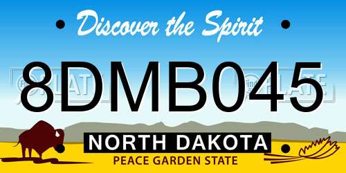 8DMB045 North Dakota License Plate