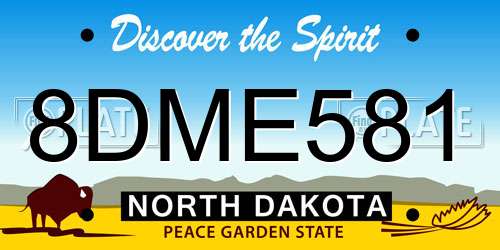 8DME581 North Dakota License Plate