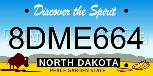 8DME664 North Dakota License Plate