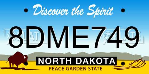 8DME749 North Dakota License Plate