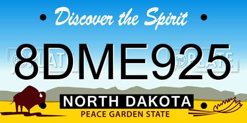 8DME925 North Dakota License Plate