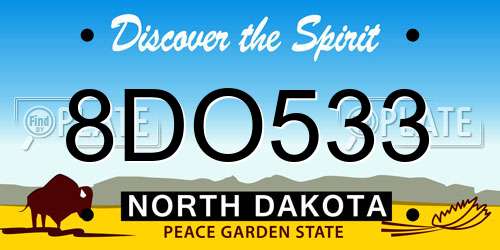 8DO533 North Dakota License Plate