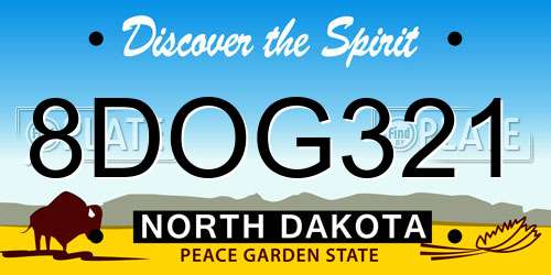 8DOG321 North Dakota License Plate