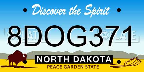 8DOG371 North Dakota License Plate
