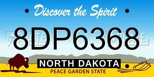 8DP6368 North Dakota License Plate