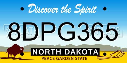 8DPG365 North Dakota License Plate