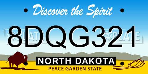 8DQG321 North Dakota License Plate