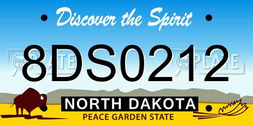 8DS0212 North Dakota License Plate