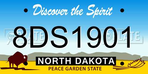 8DS1901 North Dakota License Plate