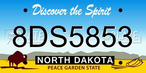 8DS5853 North Dakota License Plate